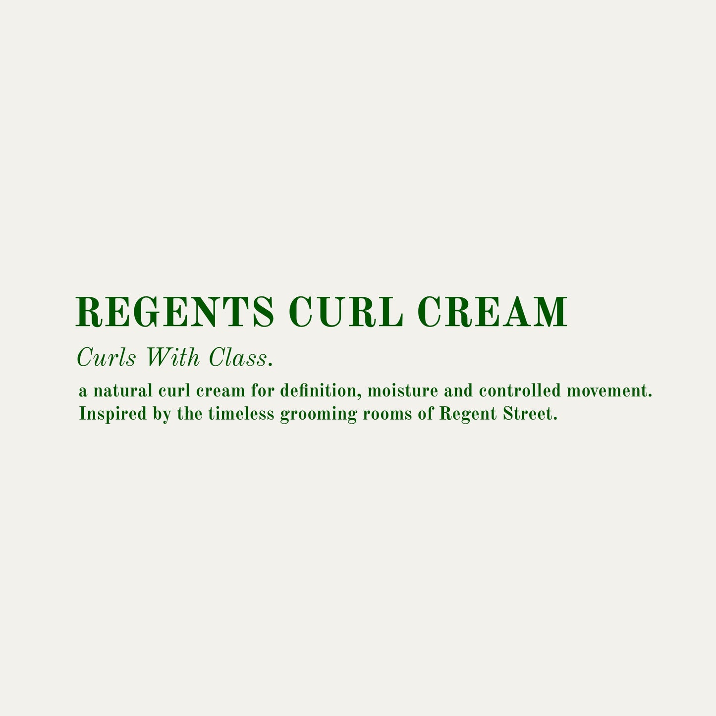 Advertisement for Regents Curl Cream with green text on a white background